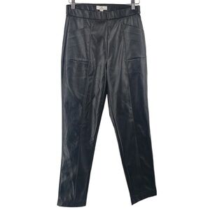 H by Halston black faux leather stretch pants front pockets NWT sz sm